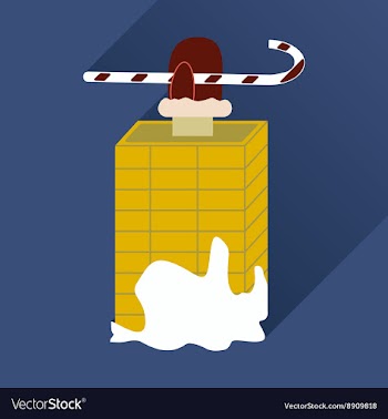 Flat icon with long shadow Santa in the chimney vector image