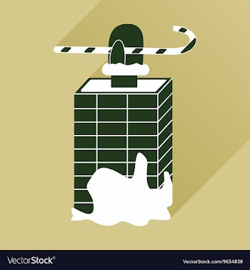 Flat icon with long shadow Santa in the chimney vector image