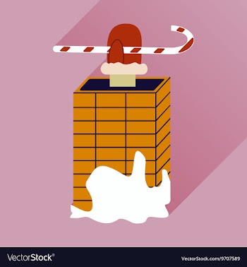 Flat icon with long shadow Santa in the chimney vector image