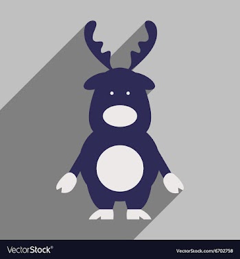 Flat icon with long shadow Santa reindeer vector image