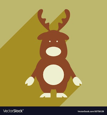 Flat icon with long shadow Santa s reindeer vector image