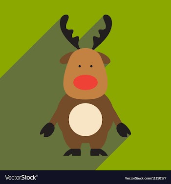 Flat icon with long shadow Santas reindeer vector image