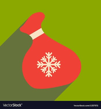 Flat icon with long shadow Santas sack vector image
