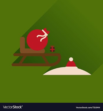 Flat icon with long shadow Santas sleigh vector image