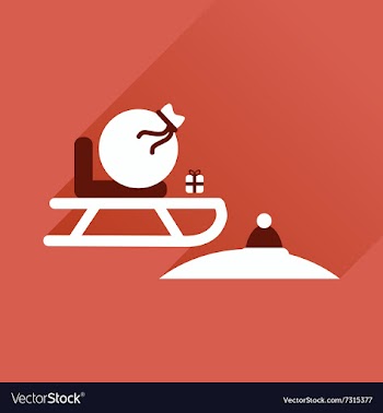 Flat icon with long shadow Santas sleigh vector image