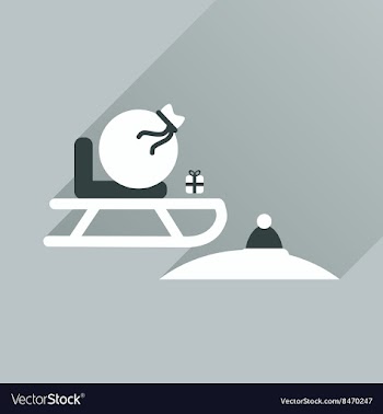 Flat icon with long shadow Santas sleigh vector image