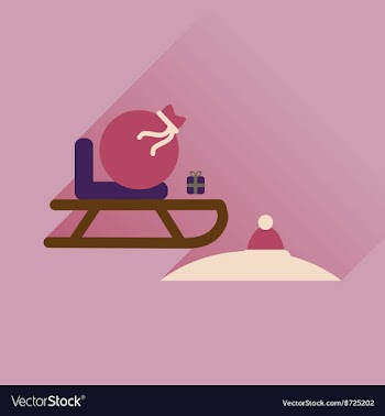 Flat icon with long shadow Santas sleigh vector image
