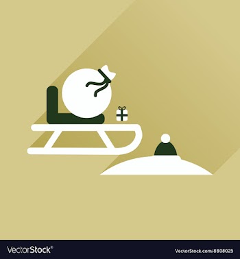 Flat icon with long shadow Santas sleigh vector image