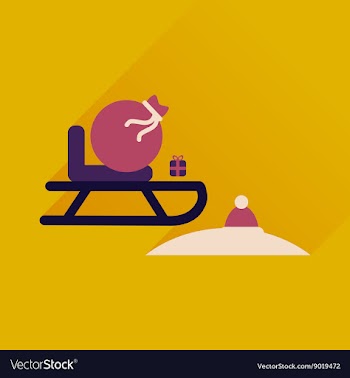 Flat icon with long shadow Santas sleigh vector image