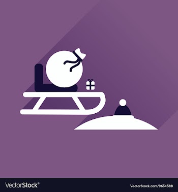 Flat icon with long shadow Santas sleigh vector image