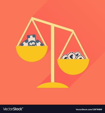 Flat icon with long shadow scales money vector image