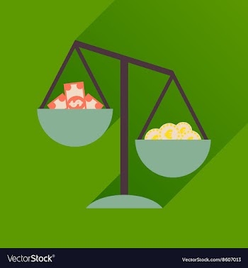 Flat icon with long shadow scales money vector image