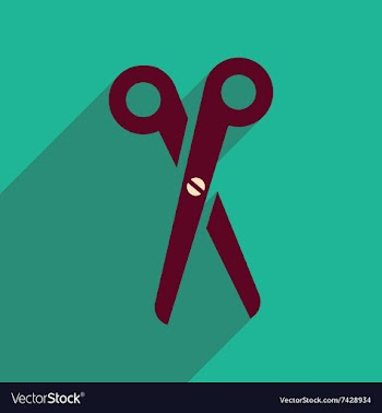 Flat icon with long shadow scissors vector image