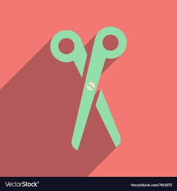 Flat icon with long shadow scissors vector image