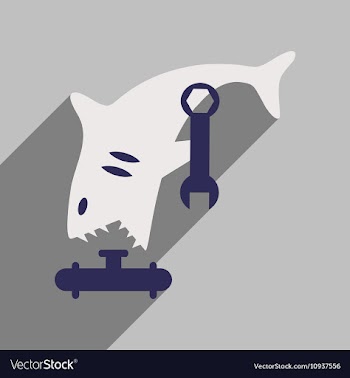 Flat icon with long shadow shark cartoon vector image