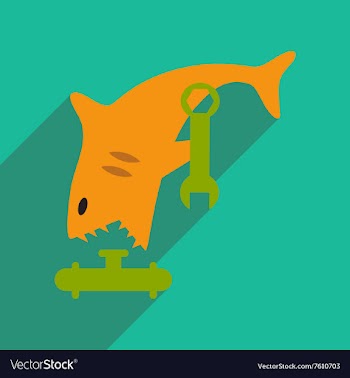 Flat icon with long shadow shark cartoon vector image