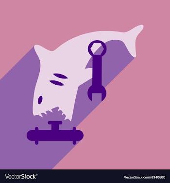 Flat icon with long shadow shark cartoon vector image