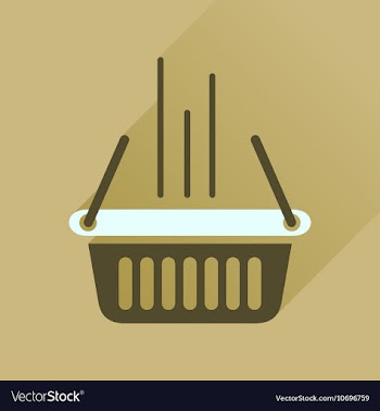 Flat icon with long shadow shopping basket vector image