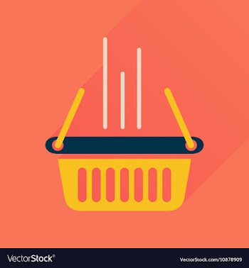 Flat icon with long shadow shopping basket vector image
