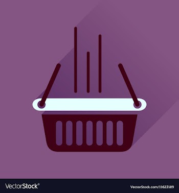 Flat icon with long shadow shopping basket vector image