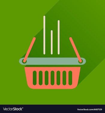 Flat icon with long shadow shopping basket vector image