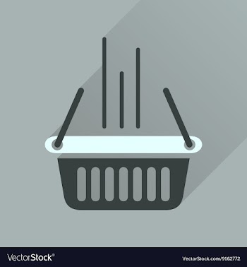 Flat icon with long shadow shopping basket vector image