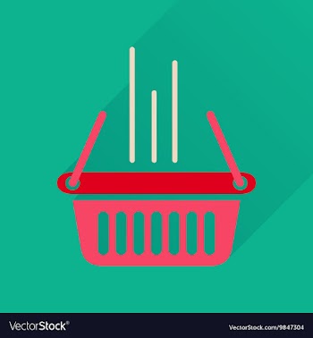 Flat icon with long shadow shopping basket vector image