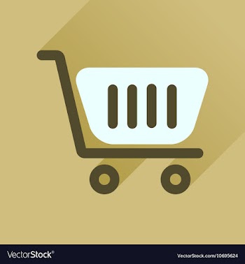 Flat icon with long shadow shopping cart vector image