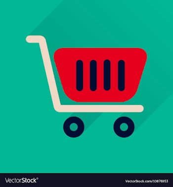 Flat icon with long shadow shopping cart vector image