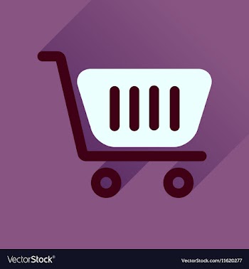 Flat icon with long shadow shopping cart vector image