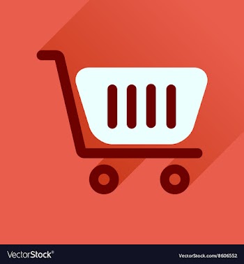 Flat icon with long shadow shopping cart vector image