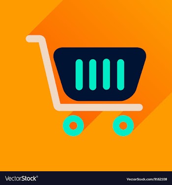 Flat icon with long shadow shopping cart vector image