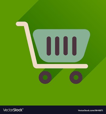Flat icon with long shadow shopping cart vector image
