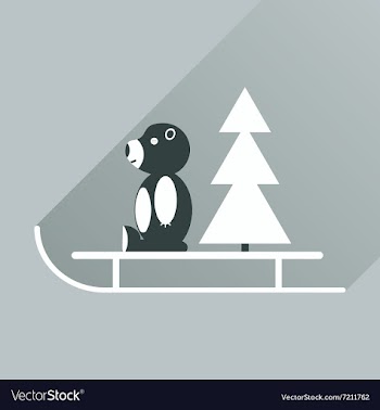 Flat icon with long shadow sled bear vector image
