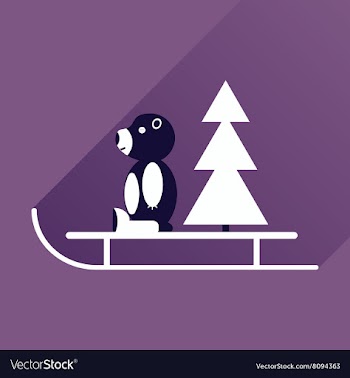 Flat icon with long shadow sled bear vector image