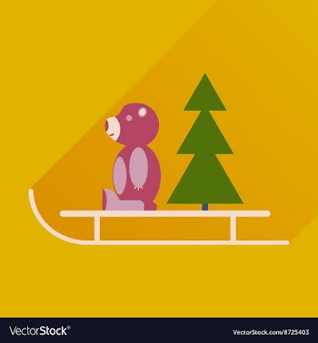 Flat icon with long shadow sled bear vector image