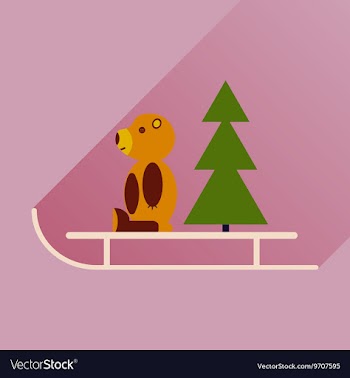 Flat icon with long shadow sled bear vector image