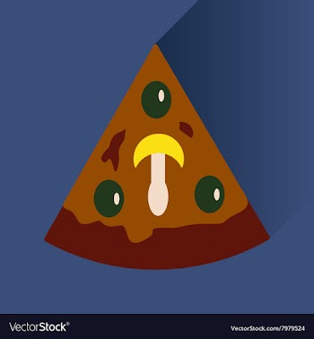 Flat icon with long shadow slice of pizza vector image