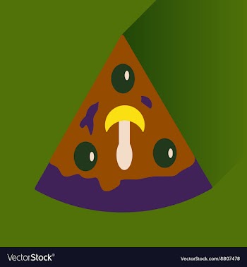Flat icon with long shadow slice of pizza vector image