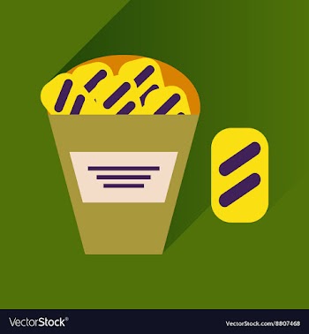 Flat icon with long shadow snack crackers vector image