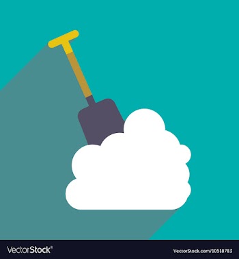 Flat icon with long shadow snowdrift shovel vector image