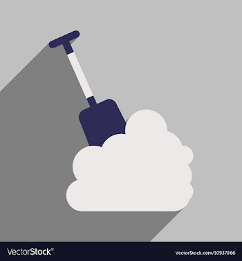 Flat icon with long shadow snowdrift shovel vector image