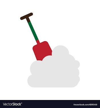 Flat icon with long shadow snowdrift shovel vector image