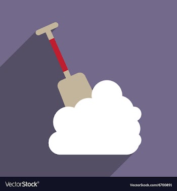 Flat icon with long shadow snowdrift shovel vector image
