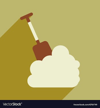 Flat icon with long shadow snowdrift shovel vector image