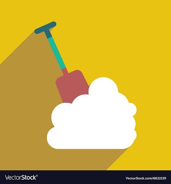 Flat icon with long shadow snowdrift shovel vector image