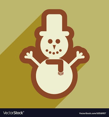 Flat icon with long shadow Snowman in hat vector image