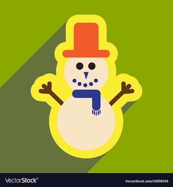 Flat icon with long shadow Snowman in hat vector image