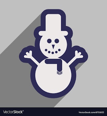 Flat icon with long shadow Snowman in hat vector image