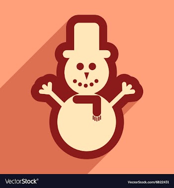 Flat icon with long shadow Snowman in hat vector image